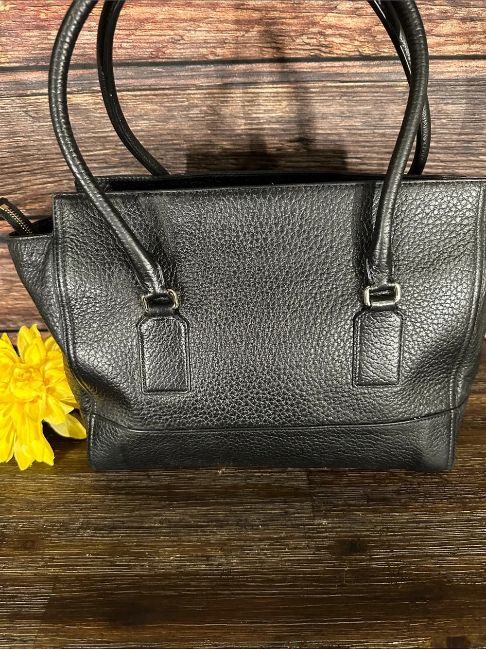 Kate Spade Bay Street Oden tote in Black Pebbled Leather with Rolled Handles!